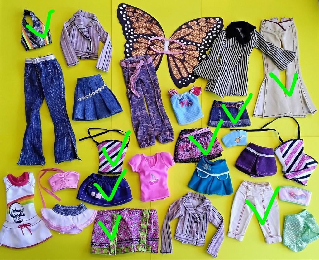 Vintage Barbie"My Scene"Kleertjes&Accessoires Laarzen Tas, Verzenden, Gebruikt, Kleertjes