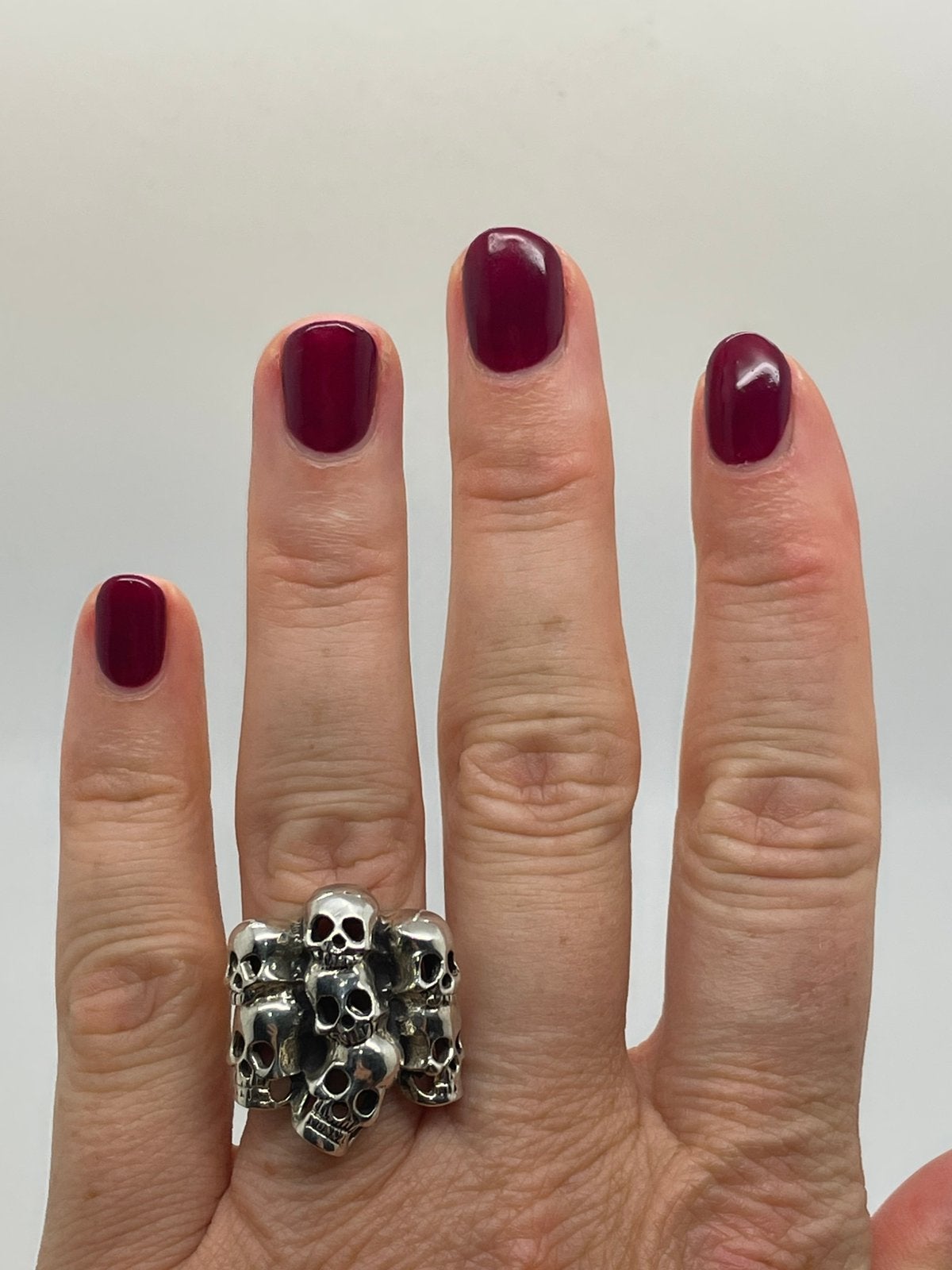 F743 Prachtige zilveren skull ring maat 18,5, Ophalen of Verzenden, X, Dame of Heer, Zilver