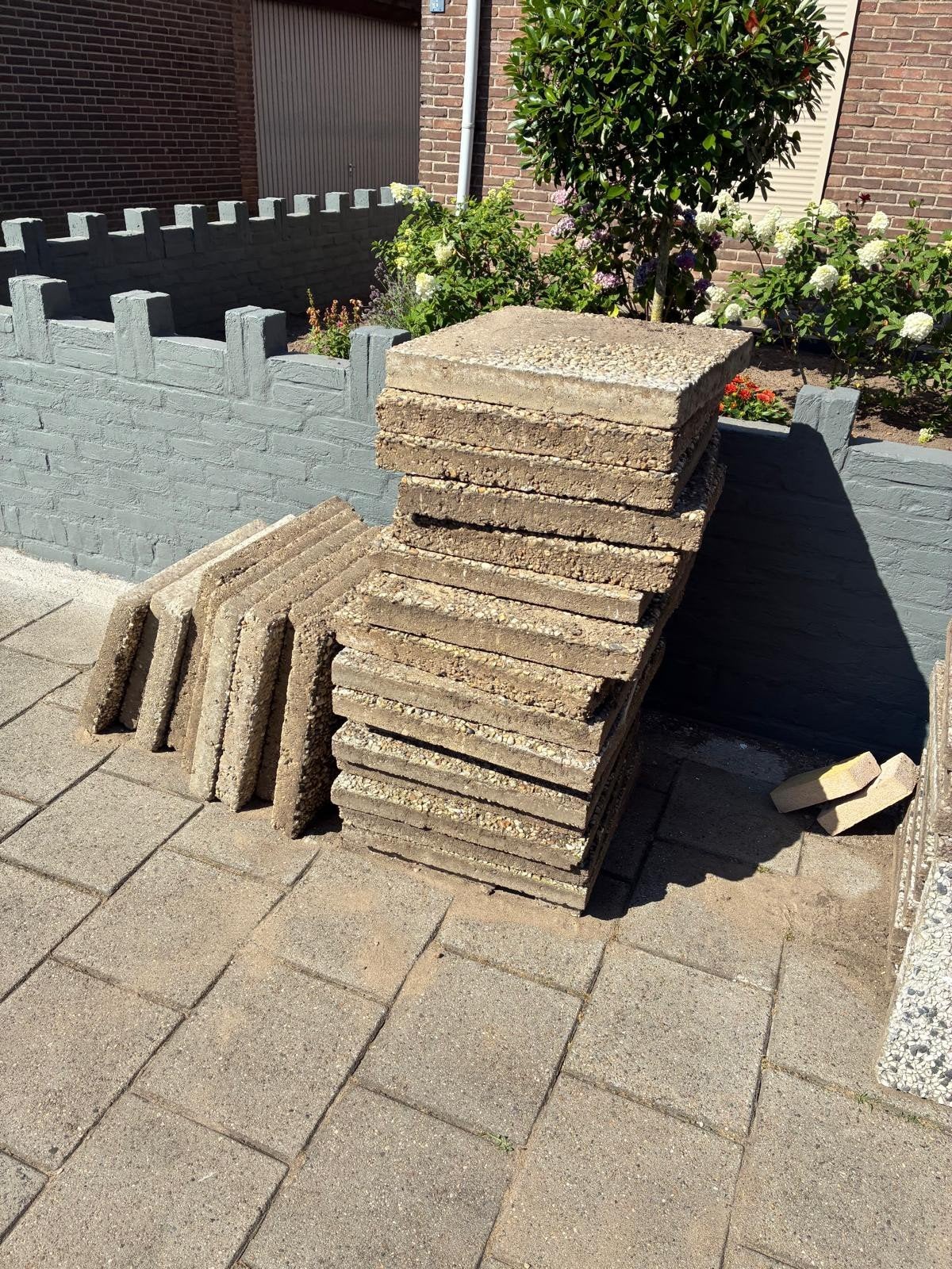 Grindtegels, Tuin en Terras, Ophalen, Gebruikt, Beton, Terrastegels
