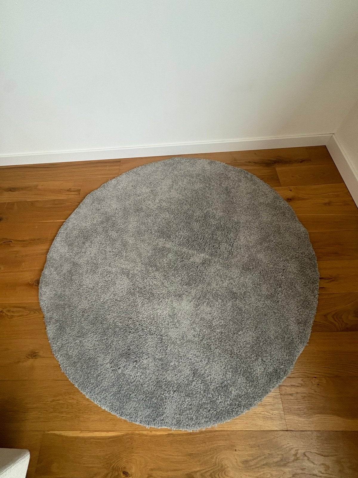 Rond vloerkleed - Grijs, 130 cm, Huis en Inrichting, Stoffering | Tapijten en Kleden, Ophalen, 100 tot 150 cm, Rond, Zo goed als nieuw