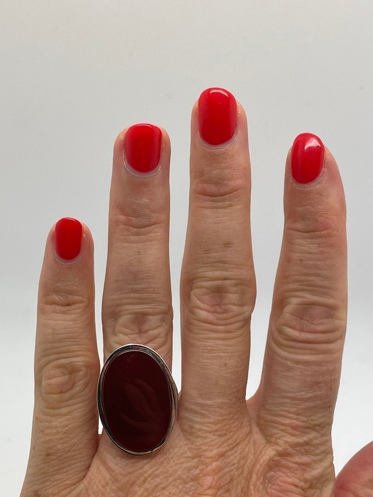 F51 Prachtige zilveren carneool ring (verstelbaar), Sieraden, Tassen en Uiterlijk, Antieke sieraden, Ophalen of Verzenden, Zilver