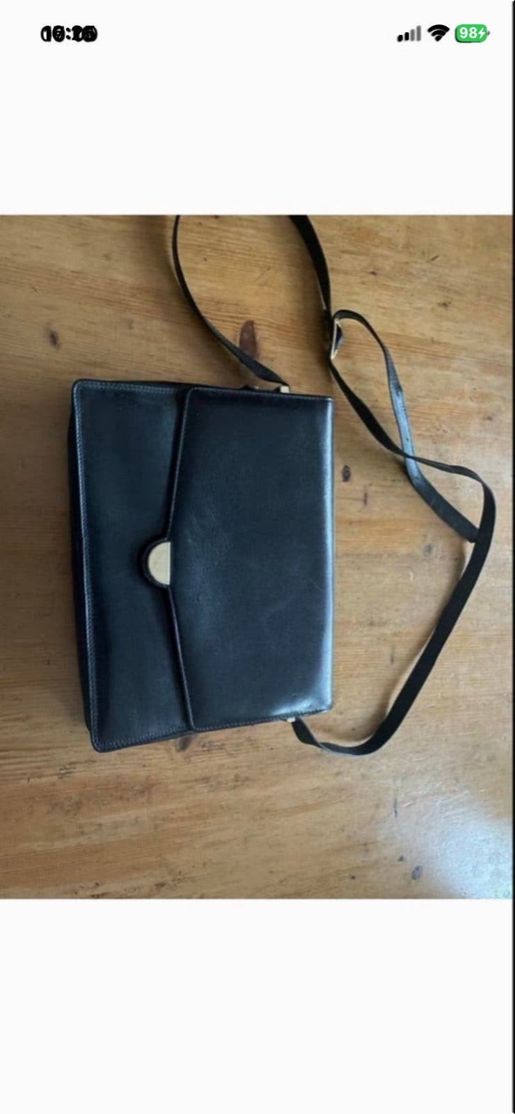 Zwarte leren schoudertas La Moda., Ophalen of Verzenden, Gebruikt, Zwart, Schoudertasje