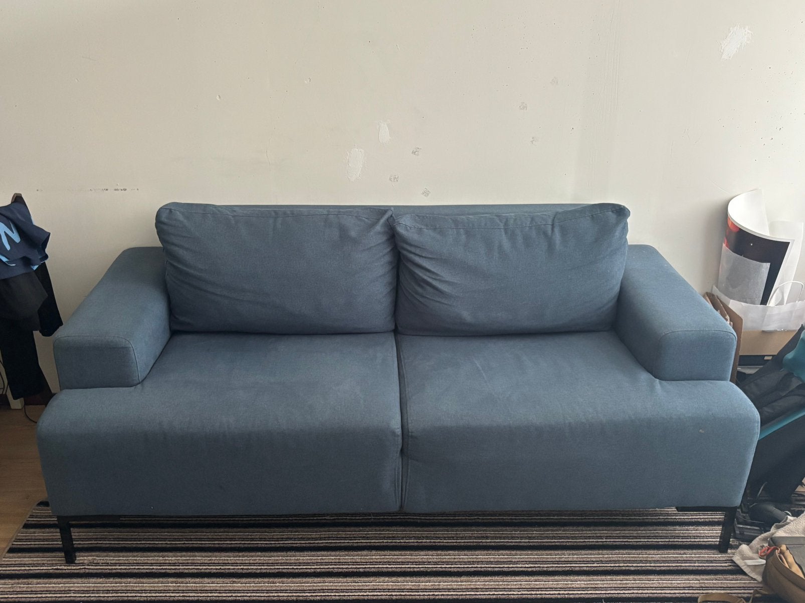 Blauwe 2-zits bank, Ophalen, Gebruikt, 150 tot 200 cm, Tweepersoons