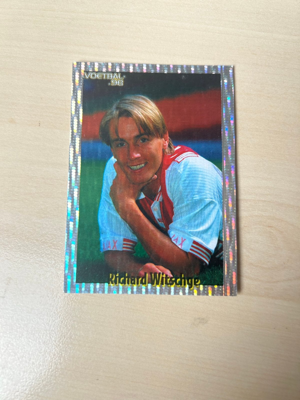 Voetbal '98 Panini Sticker Richard Witschge Ajax, Ophalen of Verzenden, Zo goed als nieuw, Ajax, Poster, Plaatje of Sticker