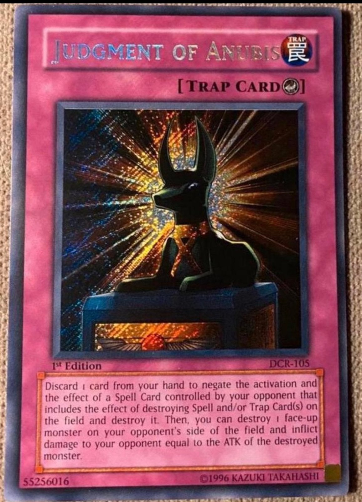 Yu-Gi-Oh! Judgment of Anubis DCR 1st Edition Old US !, Ophalen of Verzenden, Gebruikt, Losse kaart, Foil