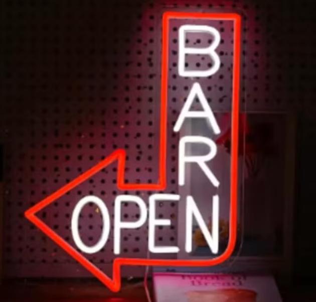 LED lamp neon stijl Bar Open rood wit (35x25cm)