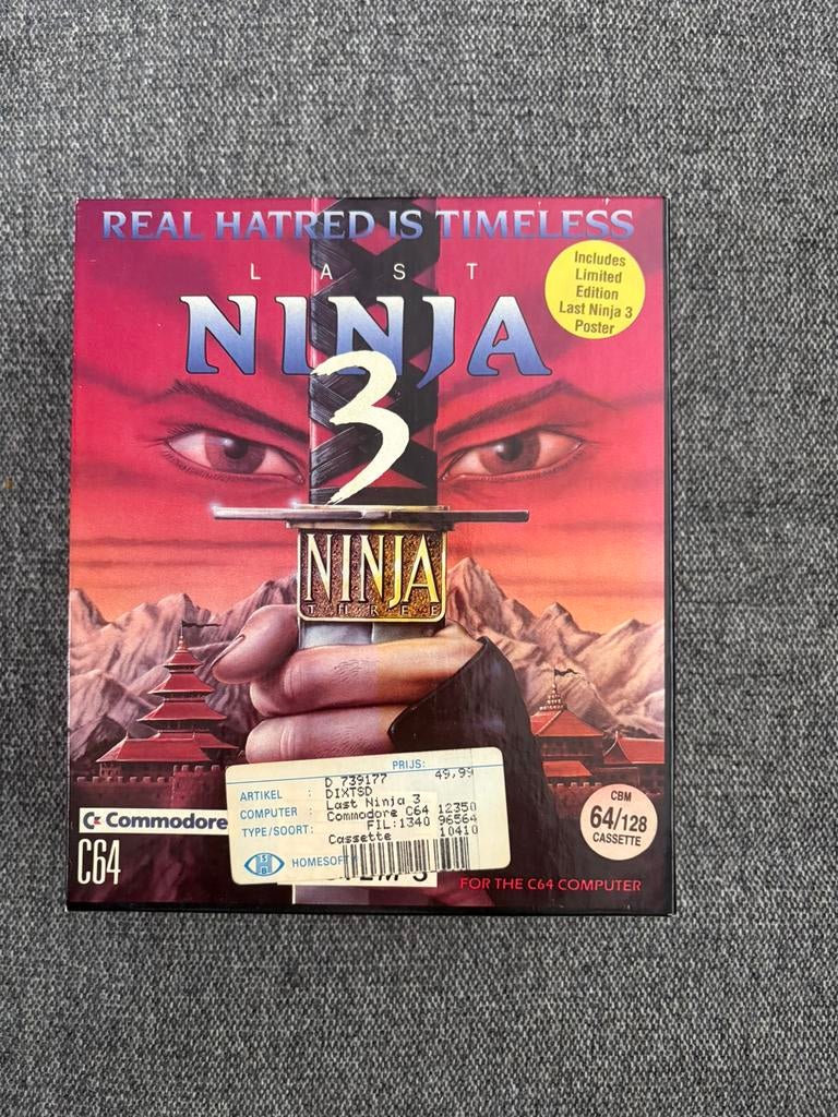 The Last Ninja 3 (Commodore 64) – Incl. poster, Avontuur en Actie, 1 speler, Ophalen of Verzenden, Zo goed als nieuw