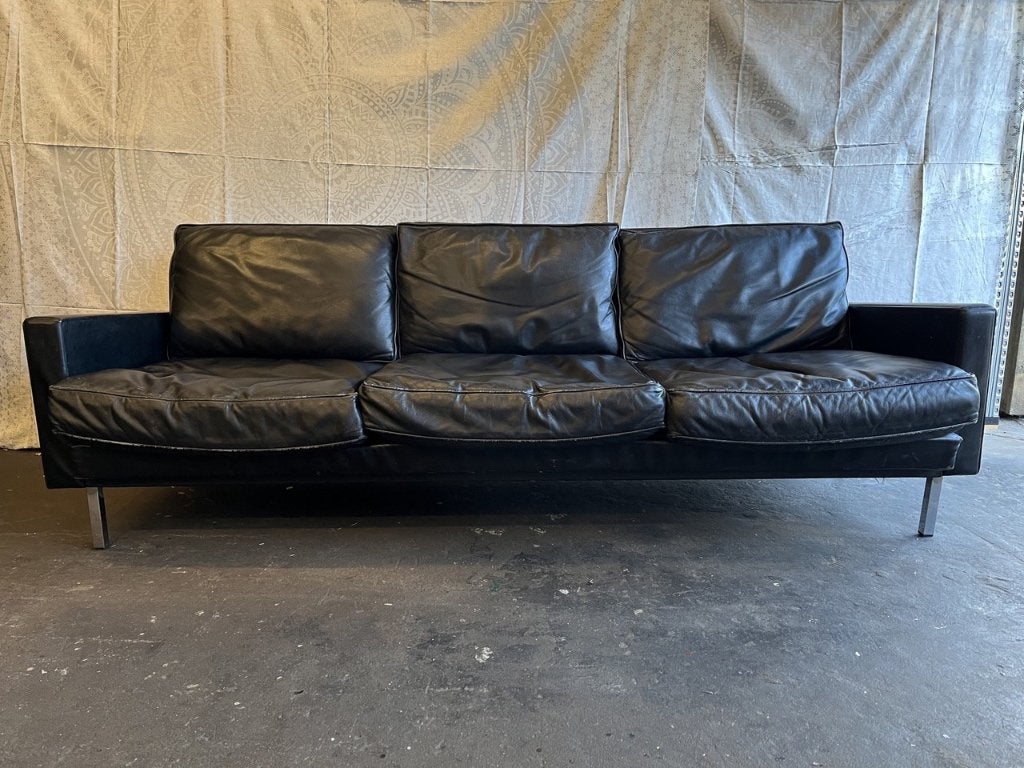 Vintage Herman Miller Vitra 1960s George Nelson Design Bank, Ophalen, Gebruikt, 75 tot 100 cm, Leer