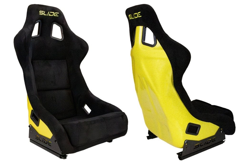 Slide KS2 Kuipstoel zwart suede alcantara geel glitter
