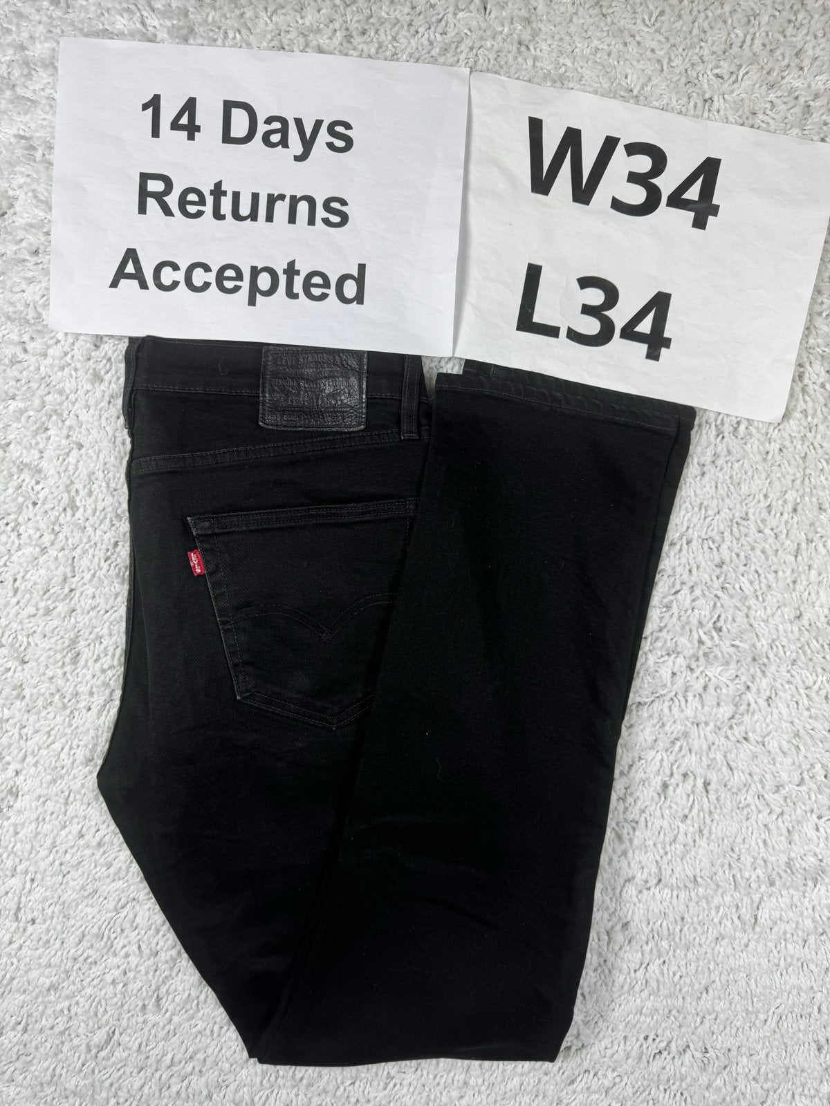 Levi's 502 Taper Jeans Zwart W34 L34 2639, Zwart, G, Ophalen of Verzenden, Zo goed als nieuw