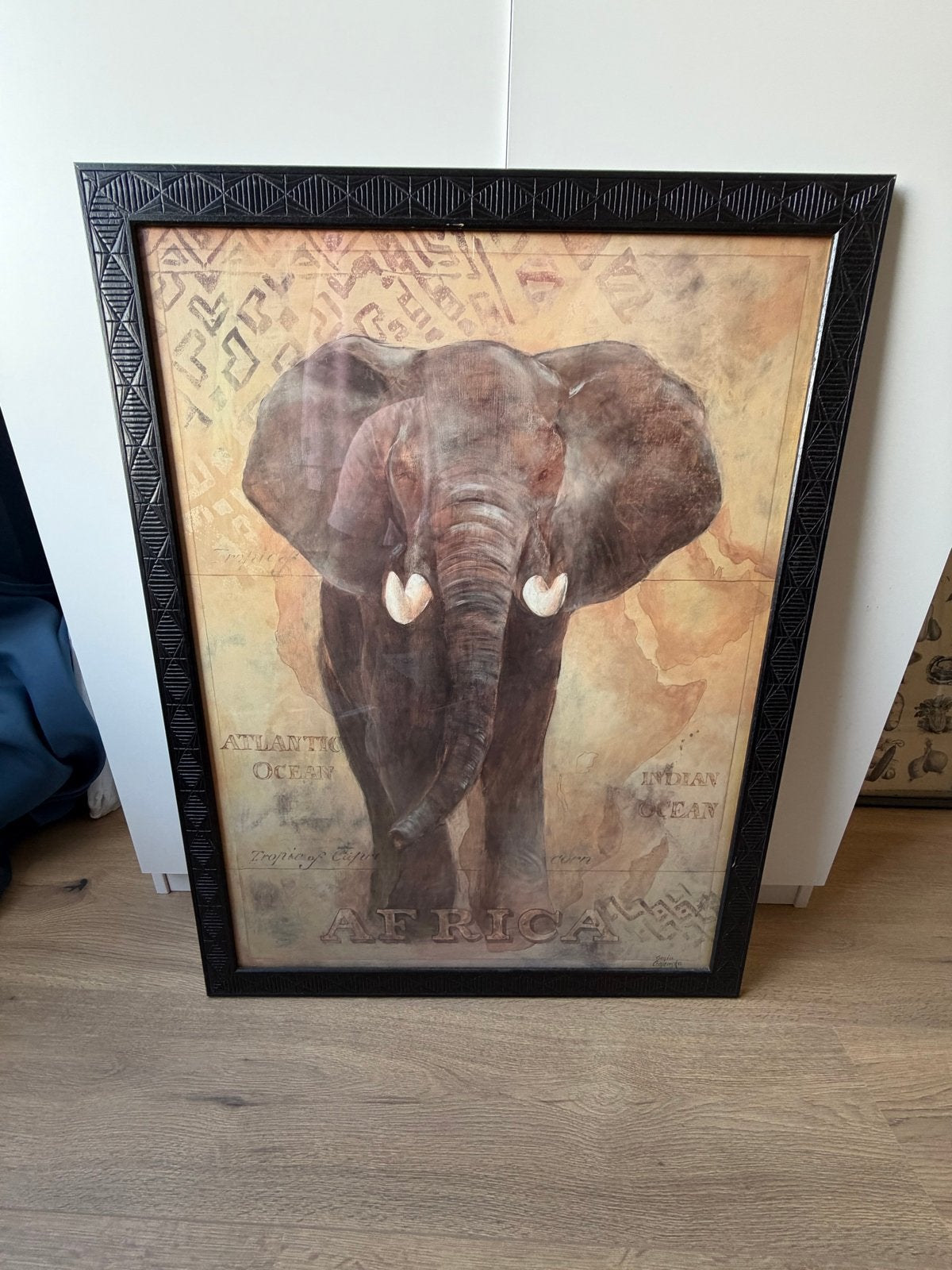 Ingelijste olifant print - Afrika thema, Ophalen, Gebruikt, Print, 75 – 100