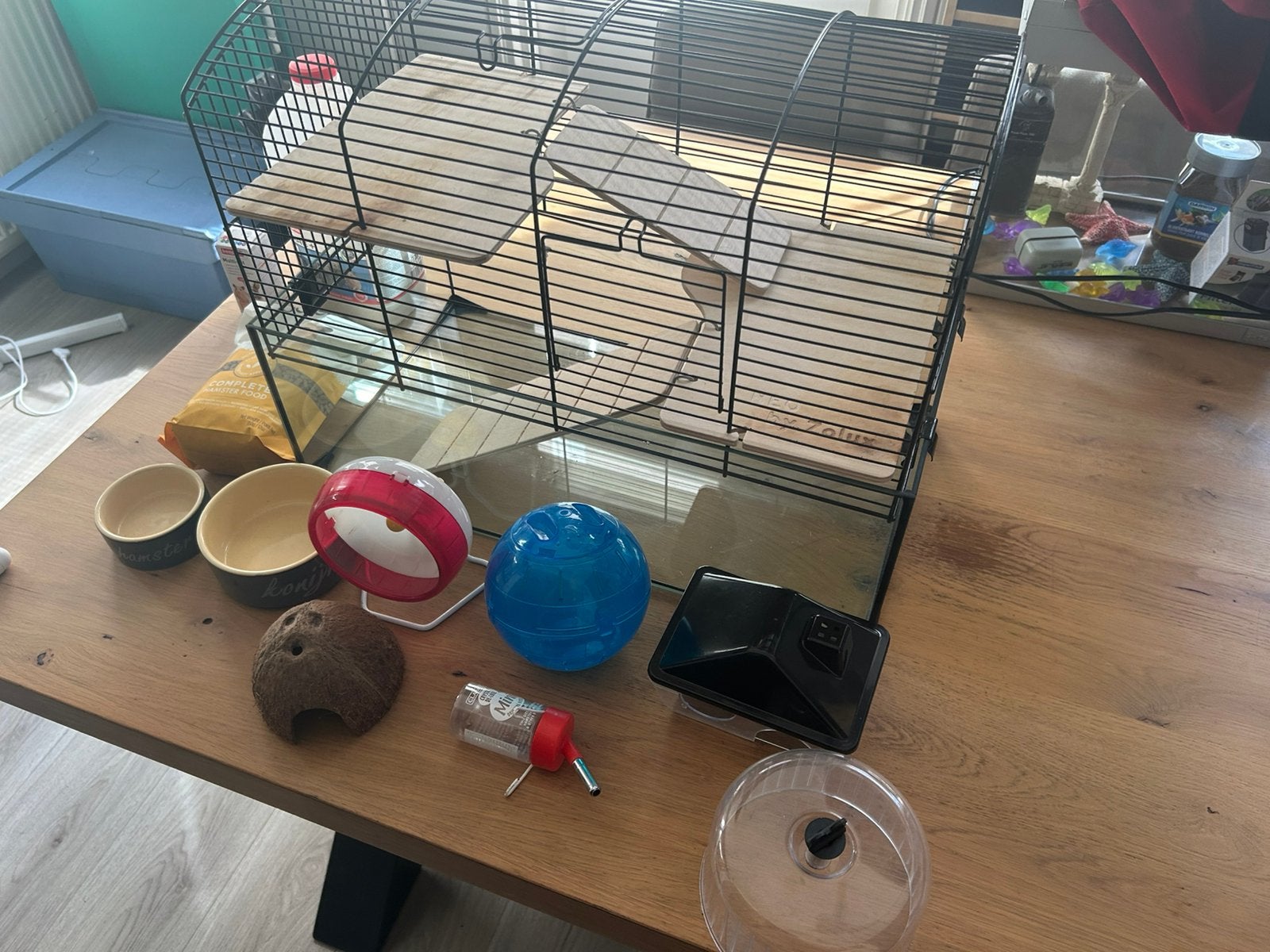 Neo by Zolux metalen kooi met glazen bak met div. toebehoren, Kooi, Minder dan 75 cm, Zo goed als nieuw, Ophalen