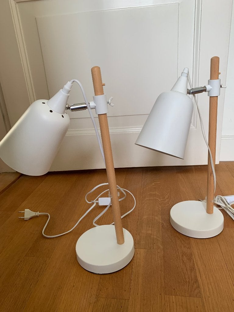 Edco tafellampen hout/ metaal wit  verstelbaar 2 stuks, Overige typen, Scandinavisch, Overige merken, Wit