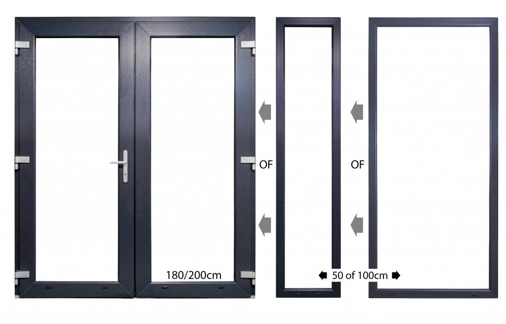 Dubbele deur Antraciet b200 x h215 RAL7016, Niet ingevuld, Kunststof, 120 cm of meer, Niet ingevuld