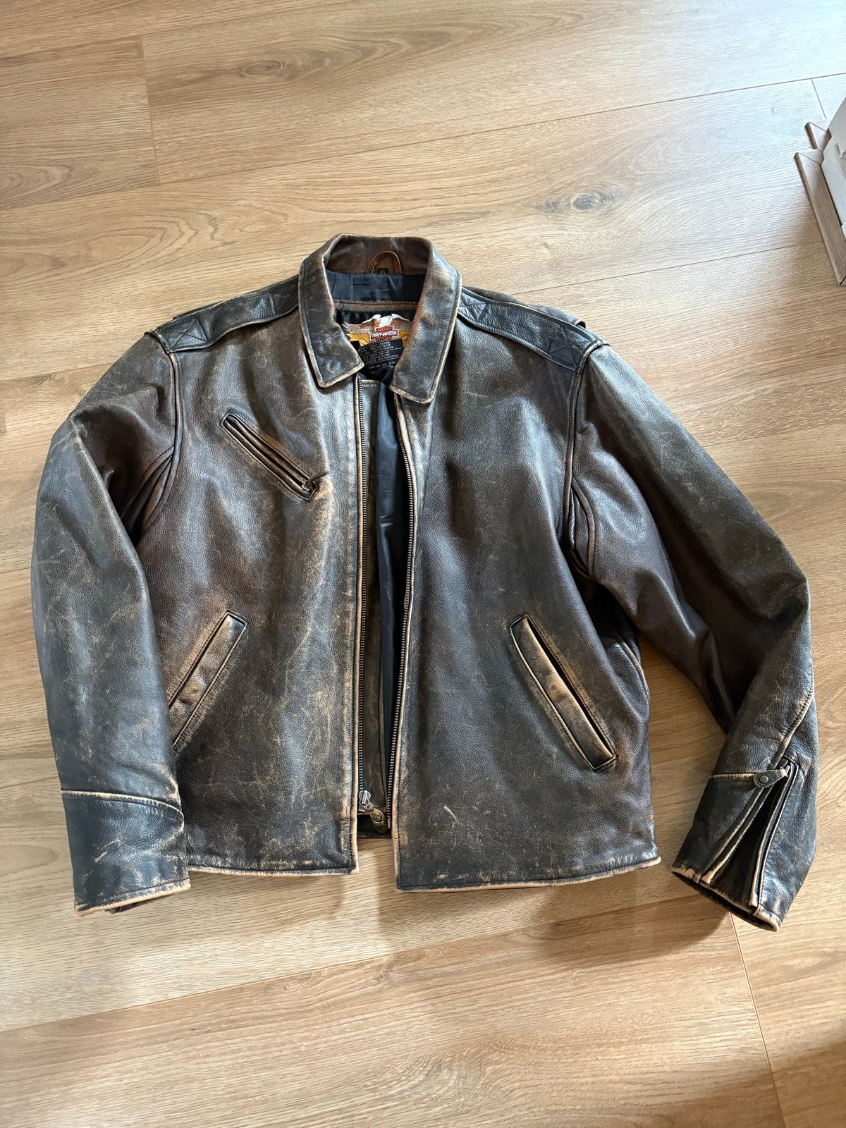 Vintage Harley Davidson Leren Jas XL, Ophalen, Tweedehands, Heren, Jas | leer