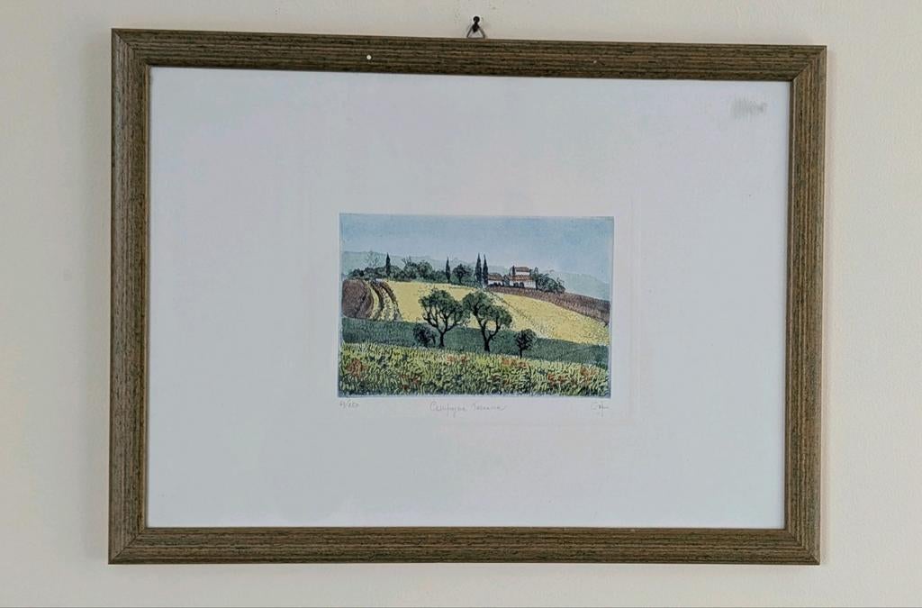 Schilderijtje van Toscaans landschap, Ophalen of Verzenden