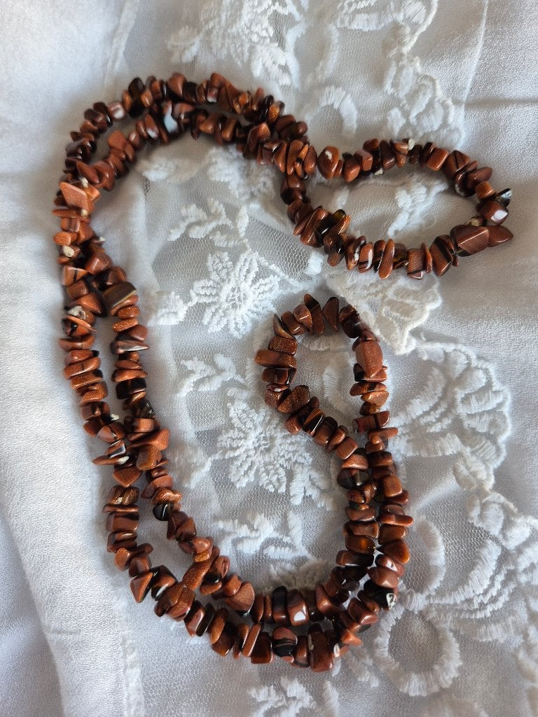 Tourmalijnen ketting 80 cm - ongedragen, Ophalen of Verzenden, Zo goed als nieuw, Bruin, Steen of Mineraal