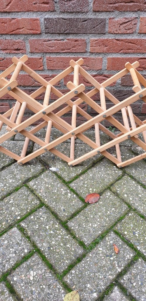 wijnflessen rek inklapbaar van hout harmonika, Ophalen of Verzenden, 'T Olde Gre-j, Info@toldegrej.nl, Endepoelstraat 20f Didam