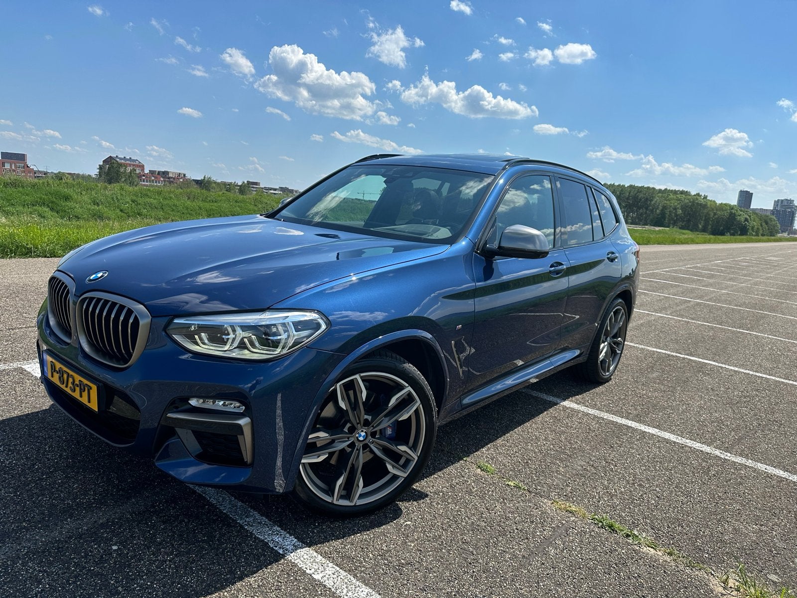 BMW X3 M40i 360pk | BOMVOL | HUD | PANO | Dealer OH | BTW, Auto's, Automaat, Zwart, 2000 kg, Blauw