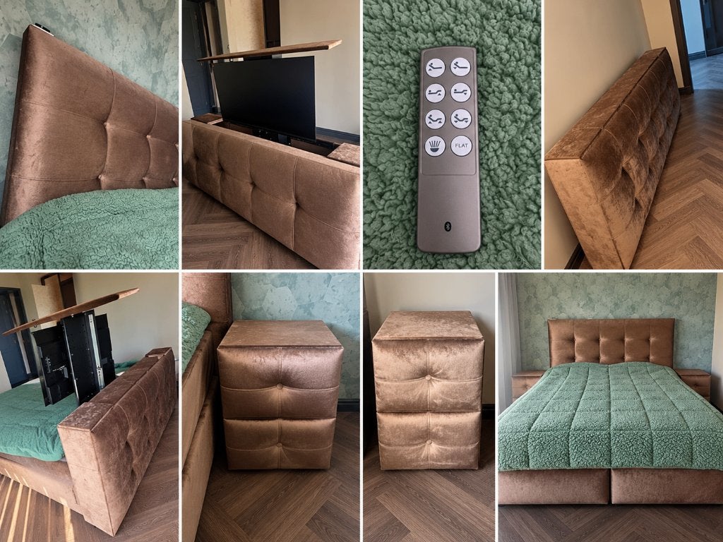 Buitenkans Royal electrische boxspring 180x220 met tv lift, Huis en Inrichting, Ophalen, Tweepersoons, Zo goed als nieuw, 180 cm
