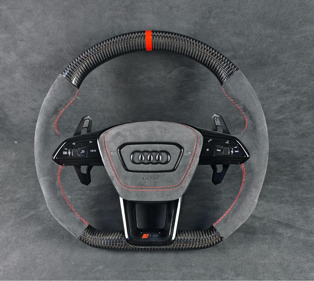 Audi carbon alcantara stuur sportief rood UPGRADE