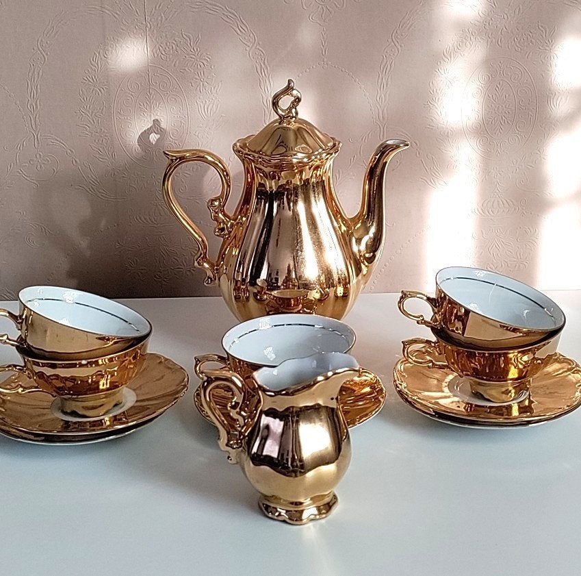 VINTAGE GOUD servies BAREUTHER BAVARIA, Antiek en Kunst, Antiek | Servies compleet, Ophalen of Verzenden