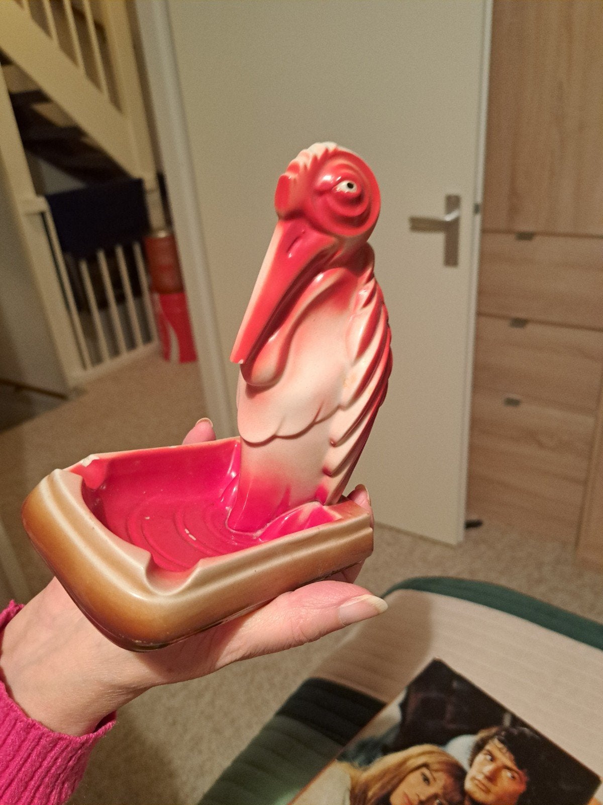 Antieke pelikaan asbak, Antiek en Kunst, Ophalen of Verzenden