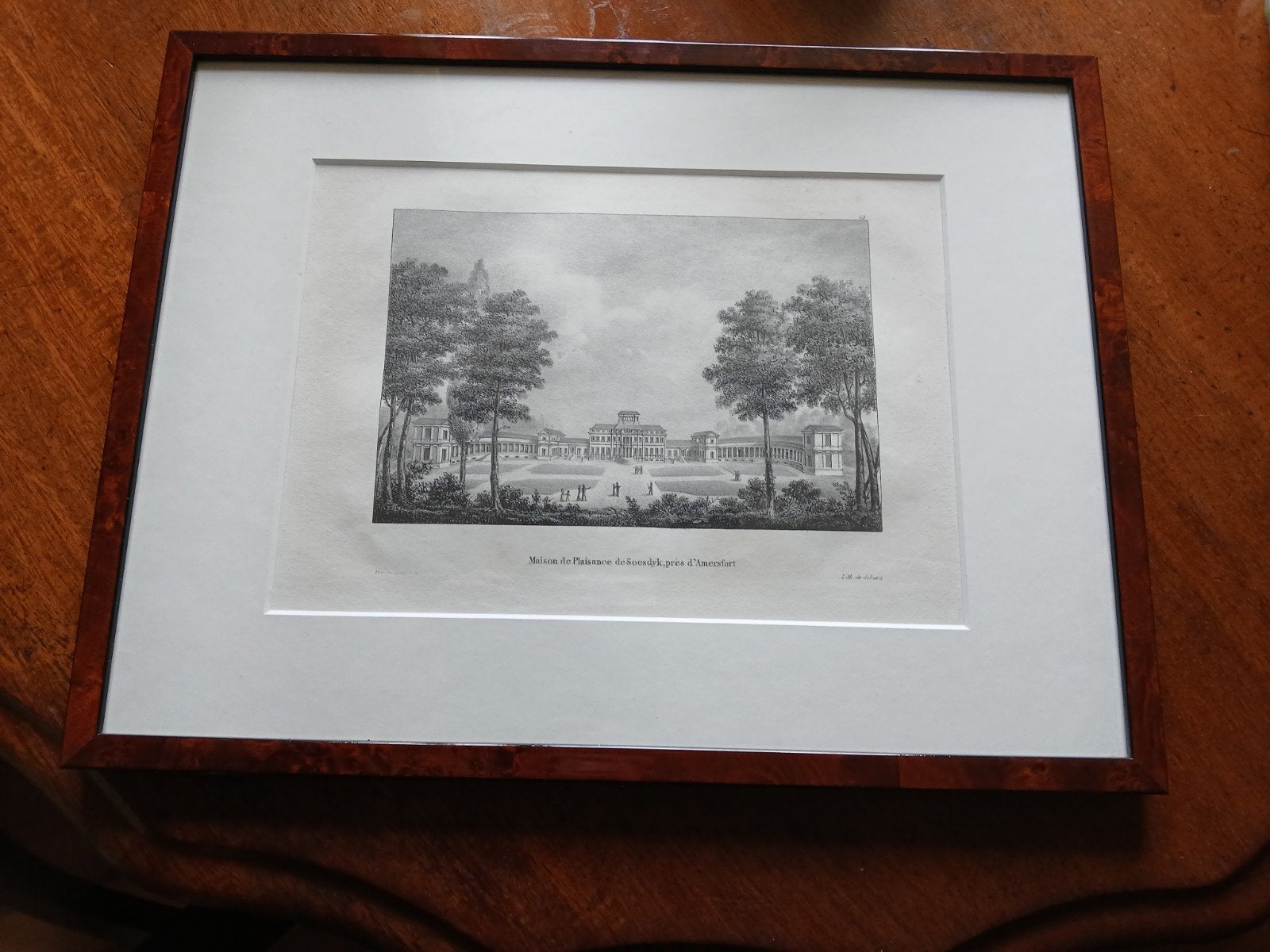Antieke Litho uit 1825 Paleis Soestdijk, Verzamelen, Ophalen of Verzenden, Voor 1940, Overige onderwerpen