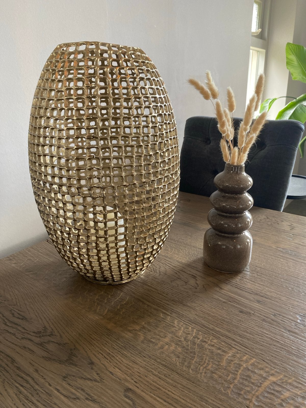 Gouden Windlicht - 50cm Hoog - Zo Goed als Nieuw, Huis en Inrichting, Woonaccessoires | Kandelaars en Kaarsen, Ophalen, Overige kleuren