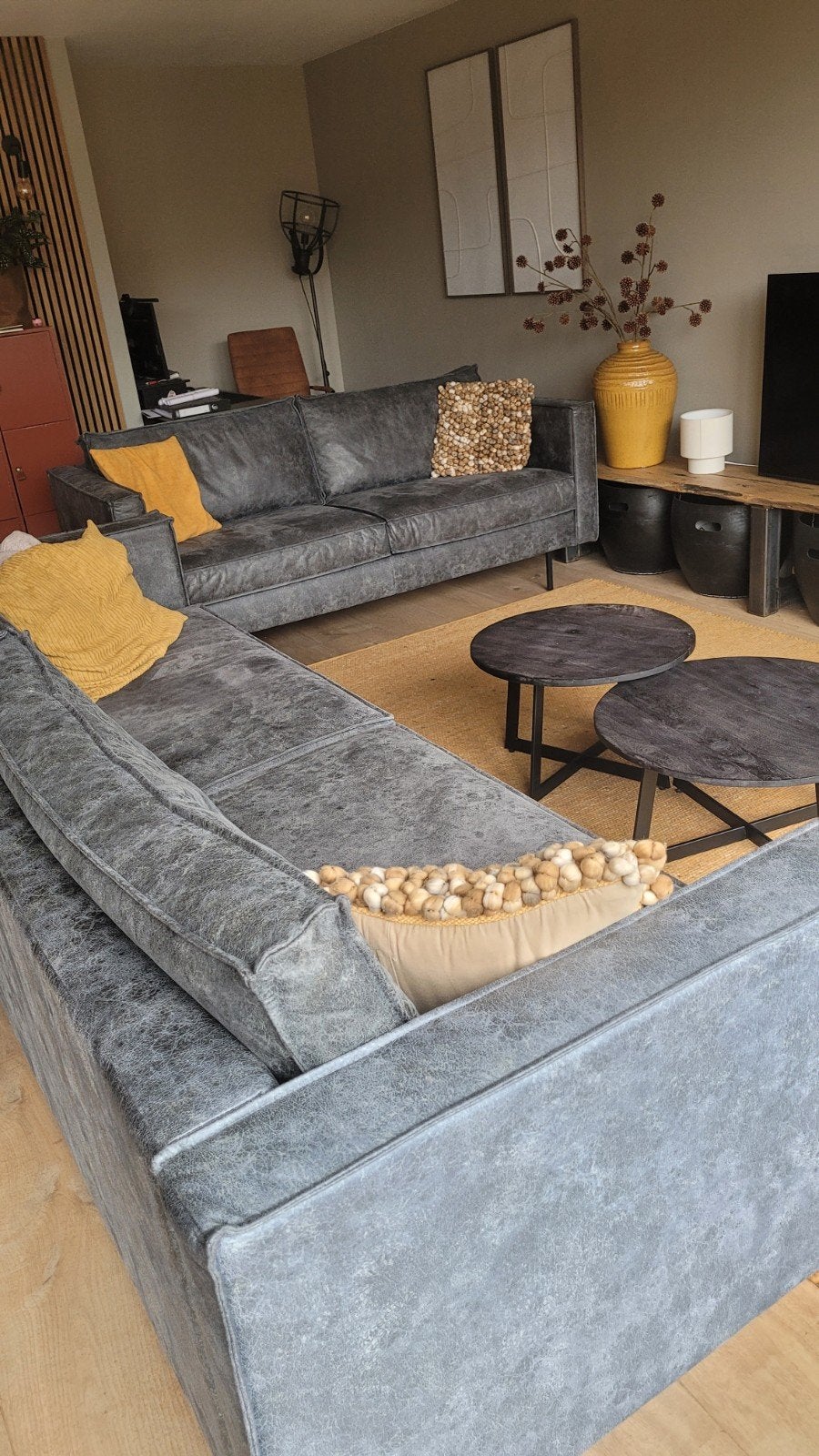 2-zits en 3,5-zitsbank van Zitmaxx Wonen - luxe panerai stof, Huis en Inrichting, Ophalen, Gebruikt, Leer, Industrieel, landelijk, tijdloos