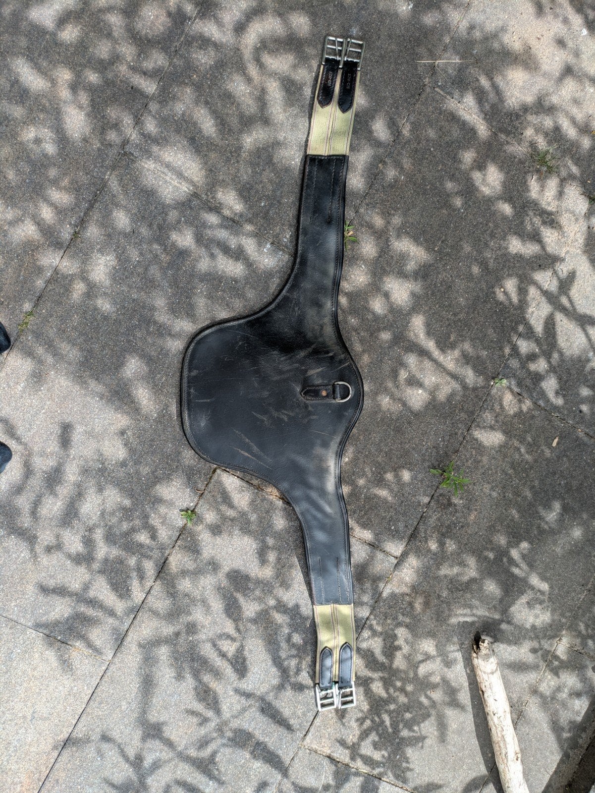 Leren singel met buikflap, Dieren en Toebehoren, Ophalen of Verzenden, Zwart, Singel