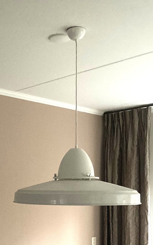 Witte industriële hanglamp diam. 70cm - Vintage design, Ophalen, Gebruikt, Metaal