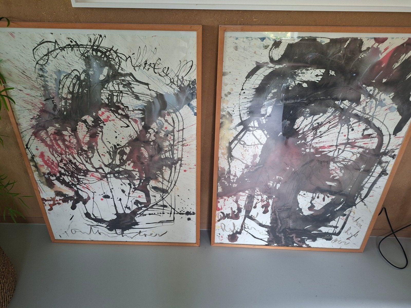 Anton Heyboer - 2 ingelijste werken (83x103 cm elk), Ophalen, Abstract, Papier/karton, Ingelijst