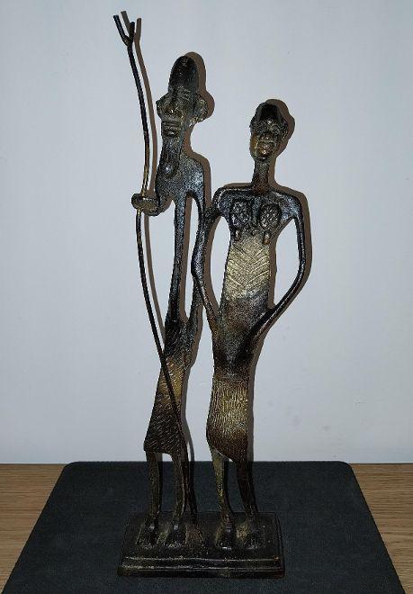 Bronzen beeld man/vrouw uit Mali Dogon kunststijl 30 cm hoog, Ophalen of Verzenden