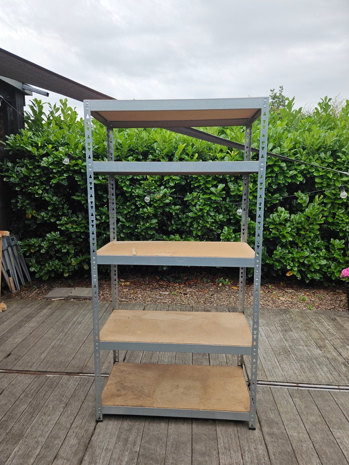 Stellingkast met 5 houten planken, Ophalen, Gebruikt