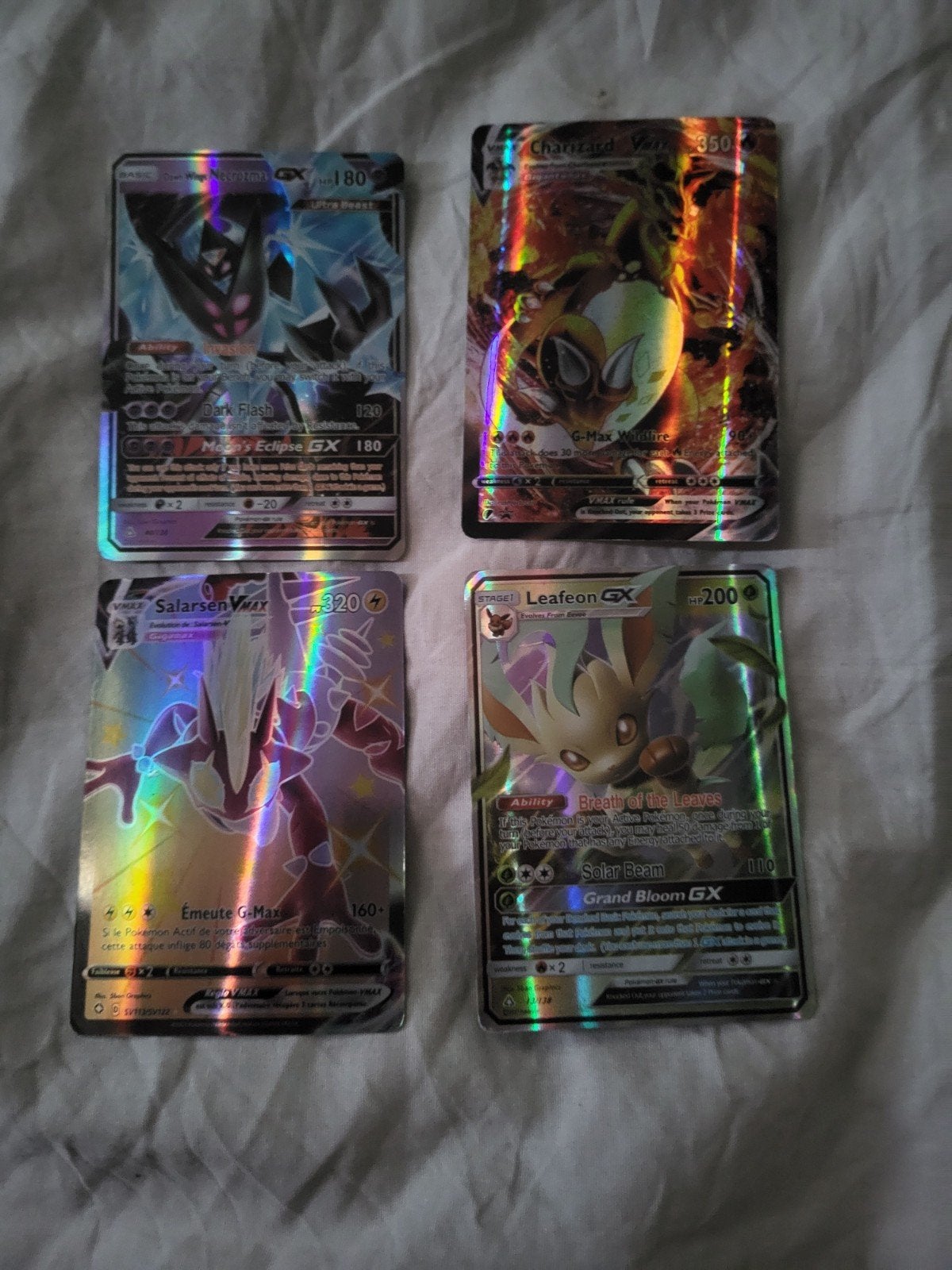 Pokemonkaarten verkopen start bieding voor alle 4 kaarten, Ophalen of Verzenden, Zo goed als nieuw, Meerdere kaarten, Foil