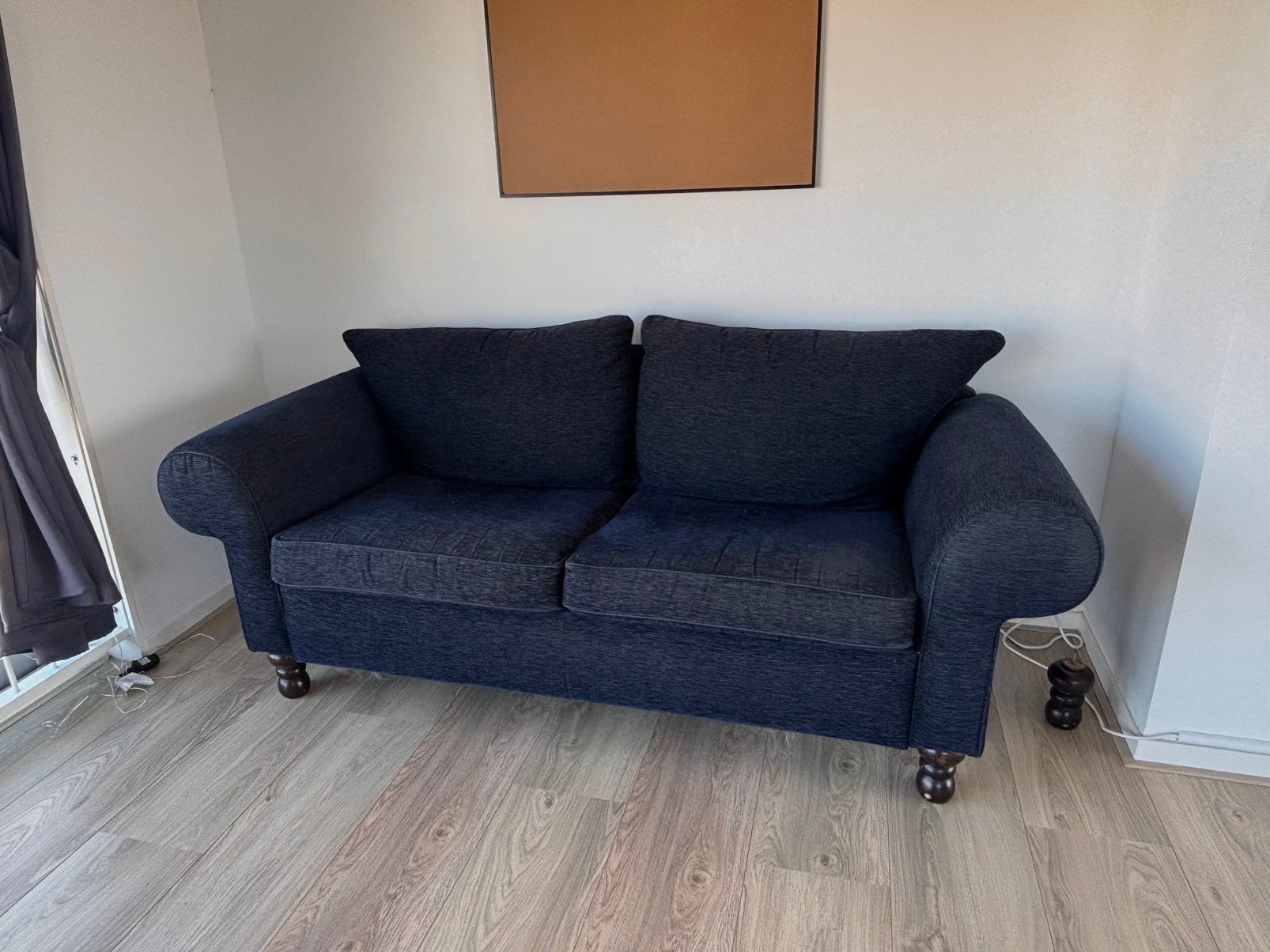 gezellige blauwe bank, Ophalen, Gebruikt, Driepersoons, 75 tot 100 cm