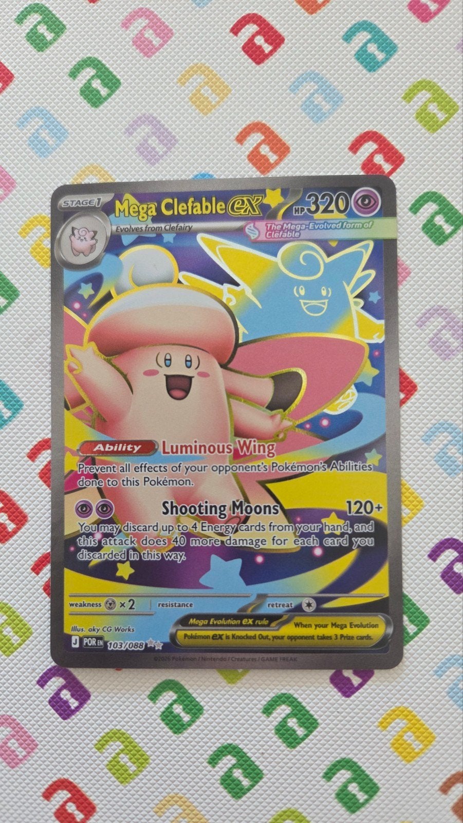 Mega Clefable EX Pokémon kaart 103/088, Ophalen of Verzenden, Zo goed als nieuw, Losse kaart
