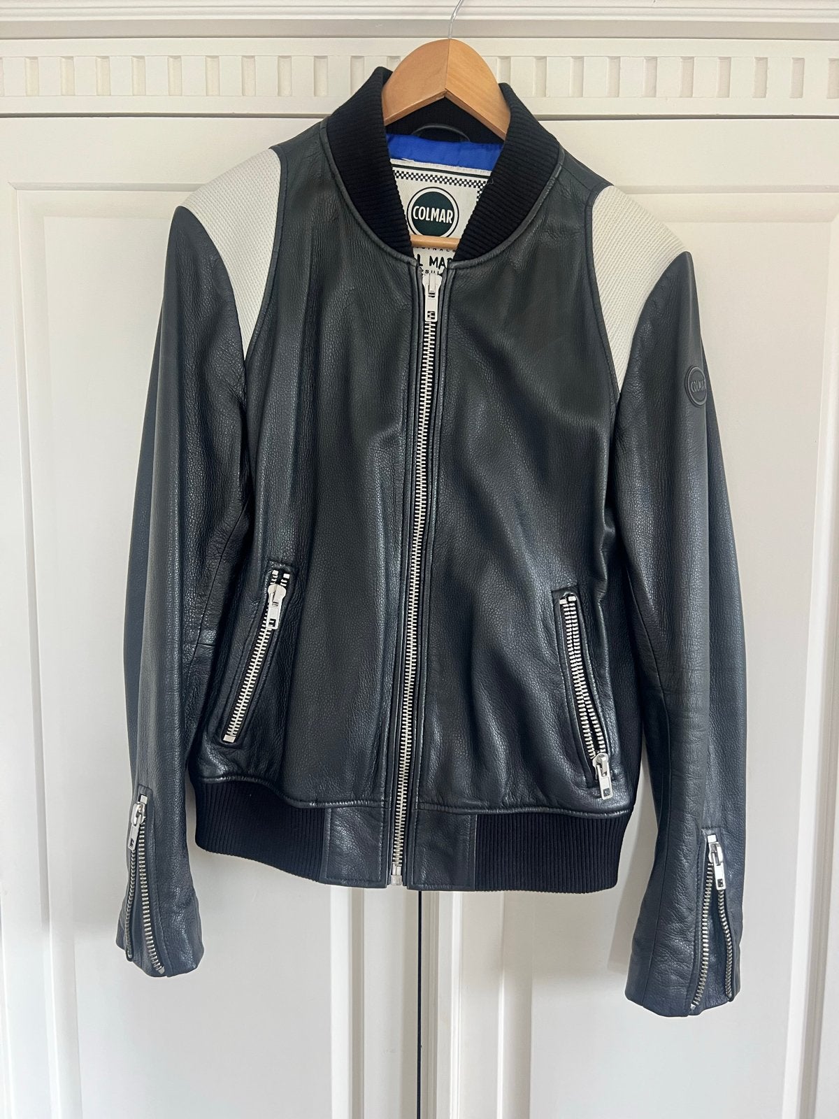 Colmar Originals Leren Bomberjack - Zwart/Wit, Maat 46, Kleding | Heren, Ophalen of Verzenden, Zo goed als nieuw, Maat 46 (S) of kleiner