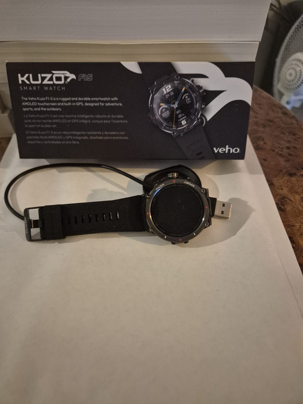 Veho Kuzo F1-S Smartwatch met GPS en AMOLED scherm, Veho, Zwart, Ophalen of Verzenden, Zo goed als nieuw