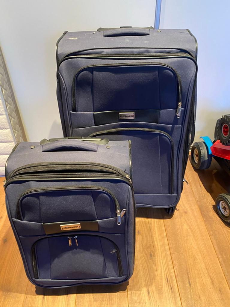 Kofferset van 2 stuks - Leonardo - Blauw, Ophalen, Gebruikt, 45 tot 55 cm, 70 cm of meer