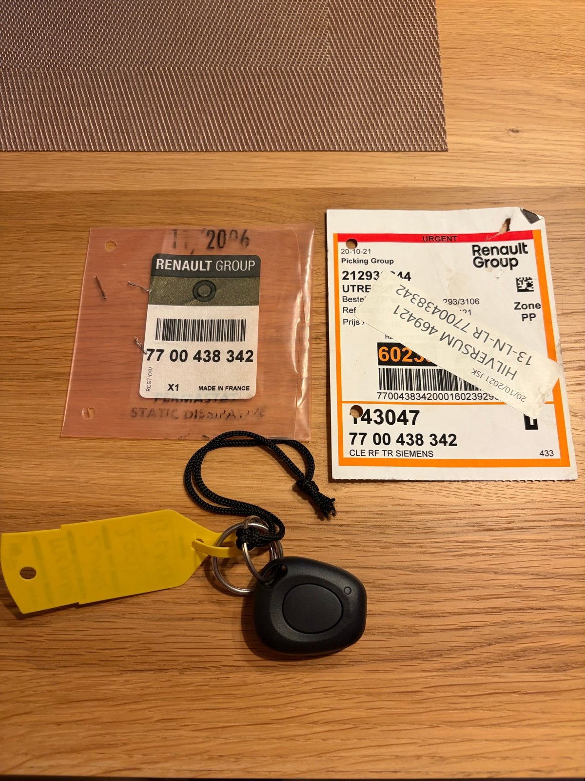 Originele Renault Megane Type 1 Afstandsbediening Sleutel, Ophalen of Verzenden, Nieuw, Renault