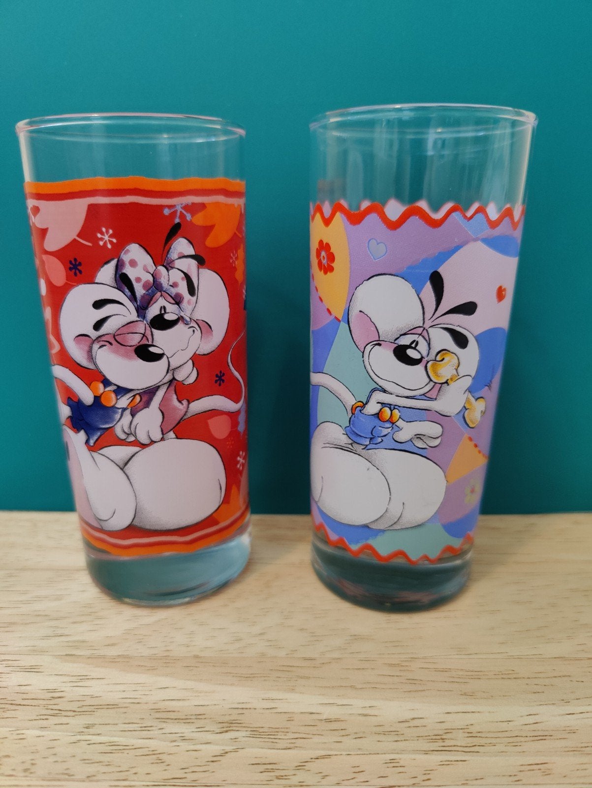 Twee schitterende Diddl glazen, verzamel items, Verzenden, Diddl, Zo goed als nieuw, Servies