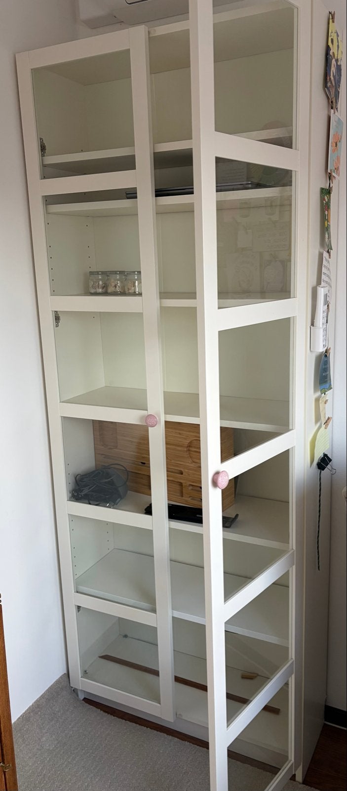 IKEA Billy kast WIT, deuren glas KIABY (zoals oxberg), Ophalen, 200 cm of meer, 50 tot 100 cm, Zo goed als nieuw