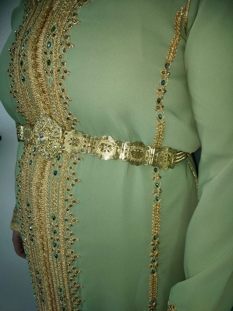 Nette mint groenachtig Marokkaanse jurk (Kaftan), Maat 38/40 (M), Overige typen, Ophalen of Verzenden, Zo goed als nieuw