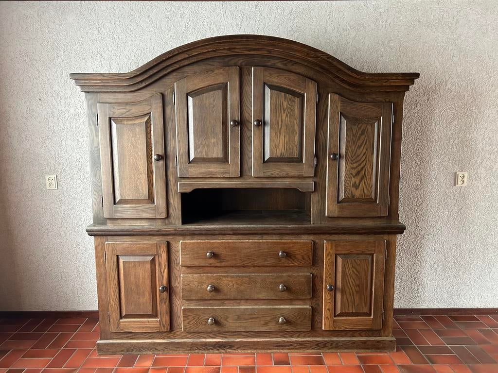 Eikenhouten kast, Ophalen, 200 cm of meer, Eikenhout, Zo goed als nieuw