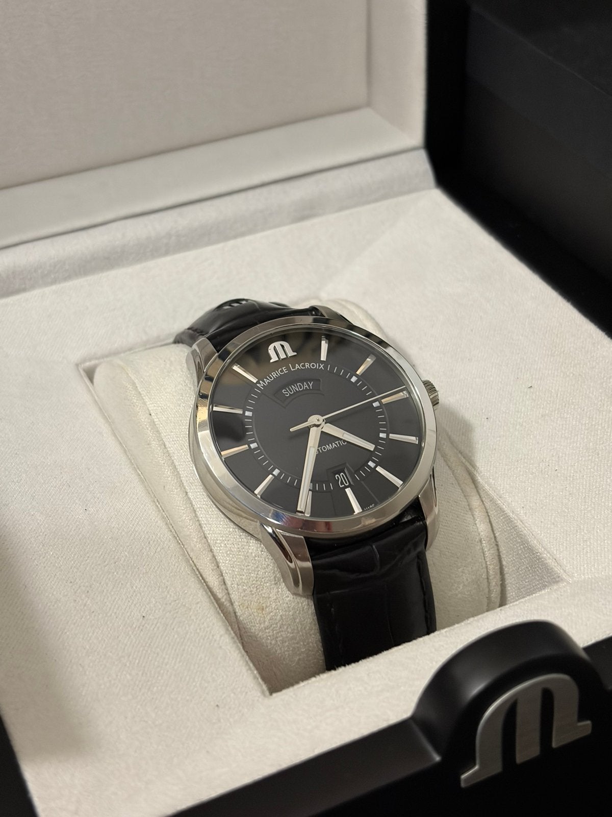 Maurice Lacroix Pontos Day-Date, Ophalen of Verzenden, Zo goed als nieuw, Staal, Overige merken