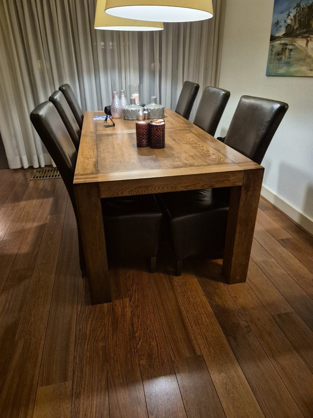 Mooi Eettafel  Met 6 Stoelen, Huis en Inrichting, Ophalen, Gebruikt, Bruin, Leer
