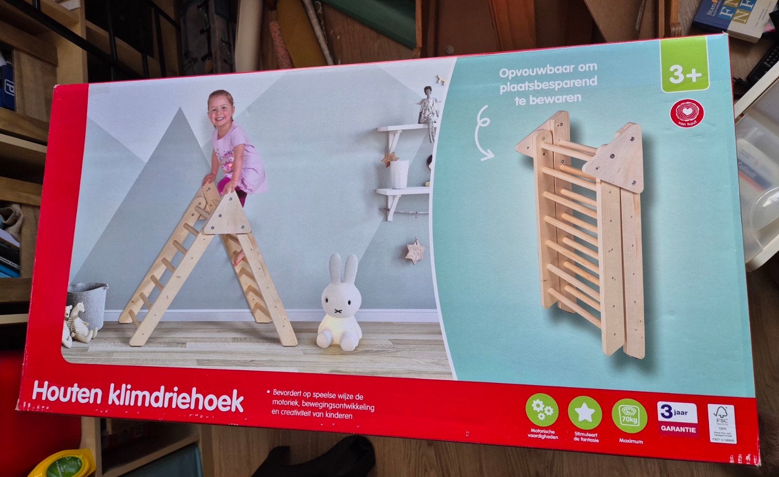 Nieuw in doos: Opvouwbaar houten klimrek voor kinderen, Ophalen of Verzenden, Nieuw, Klimwand