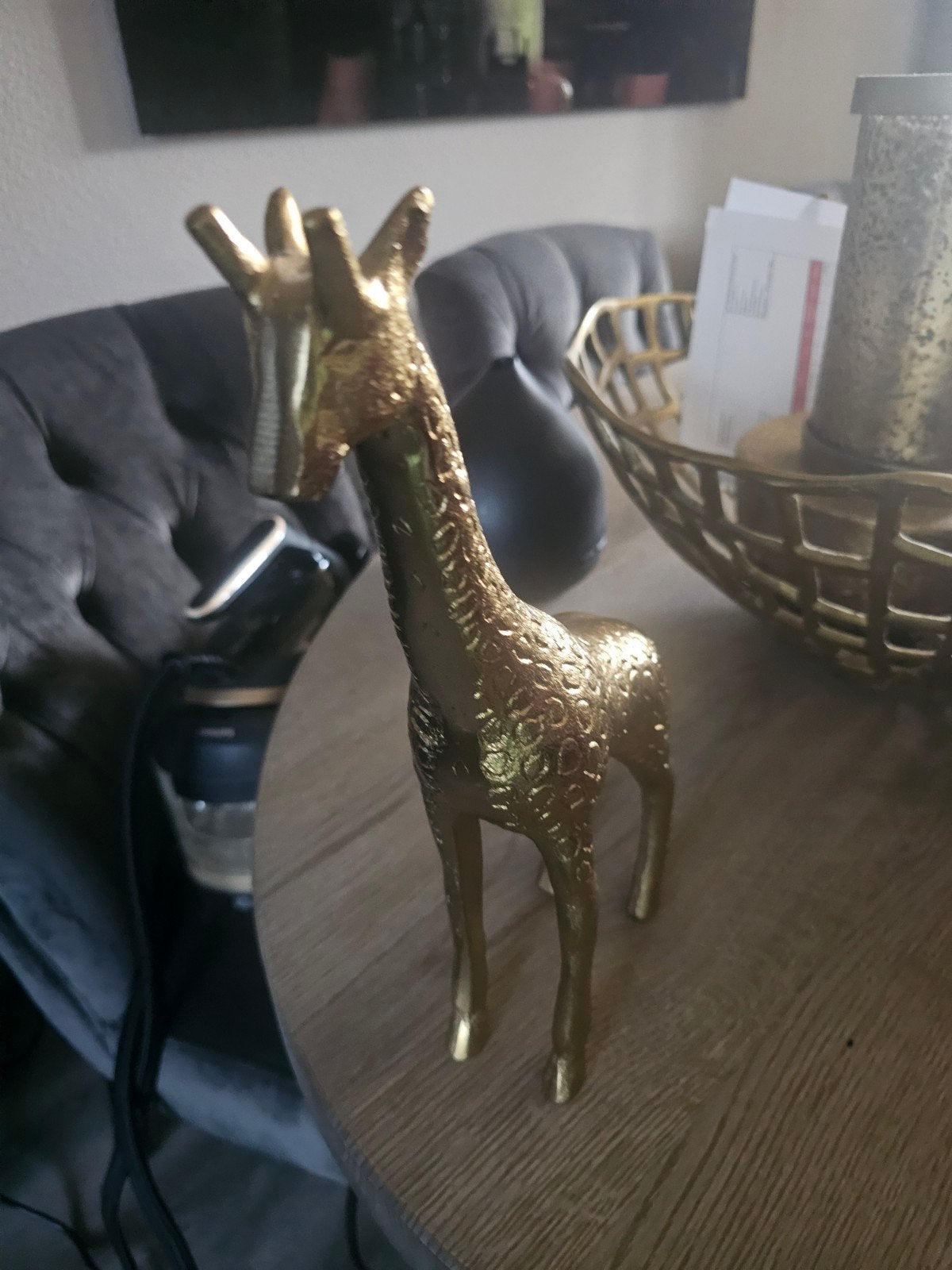 Gouden Giraffe Beeldje - Decoratief Woonaccessoire, Ophalen of Verzenden, Zo goed als nieuw, Goud, Metaal